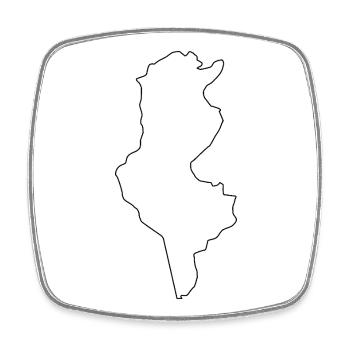 Tunisia outline map - Square fridge magnet - white - Front