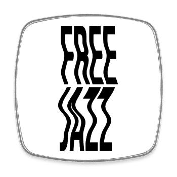 Logo en gradins de la typographie Free Jazz - Magnet carré - blanc - Devant