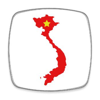 Vietnam map with flag - Square fridge magnet - white - Front