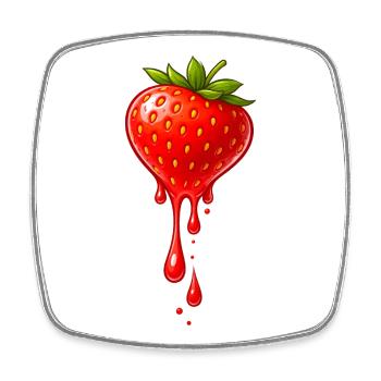 Strawberry with drops illustration - Square fridge magnet - white - Front