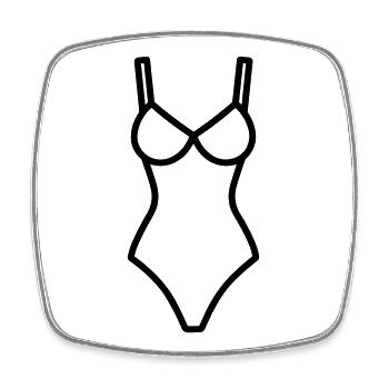 maillot de bain - Magnet carré - blanc - Devant