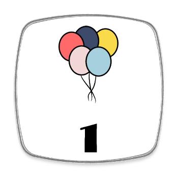 1. 1 year. 1st ANNIVERSARY. 1 YEAR ANNIVERSARY - Square fridge magnet - white - Front