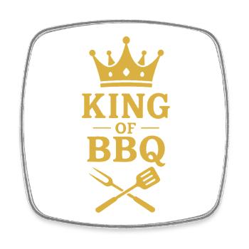 King of BBQ | Grillmeister Krone - Square fridge magnet - white - Front
