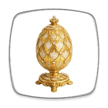 Golden Fabergé Egg Art - Square fridge magnet - white - Front