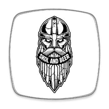 Maskottchen Wikinger-Skol und Bier-Krieger-Bart-Maskottchen - Viereckiger Kühlschrankmagnet - Weiß - Vorne