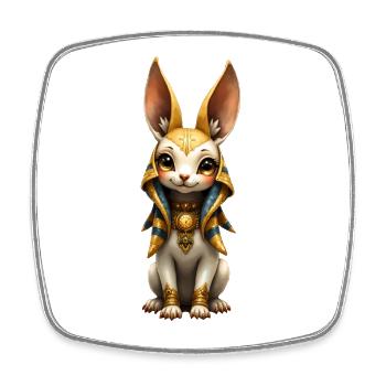 Le Lapin Guerrier en armure dorée - Magnet carré - blanc - Devant