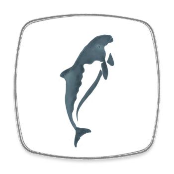 Aquarell-Delfin Silhouette - Viereckiger Kühlschrankmagnet - Weiß - Vorne