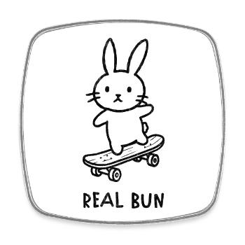 Skater Bunny Shirt – Cute Rabbit Skateboard Design - Square fridge magnet - white - Front