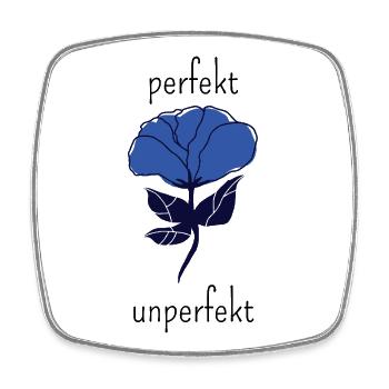 Blaues Rosensilhouette-Design - Viereckiger Kühlschrankmagnet - Weiß - Vorne
