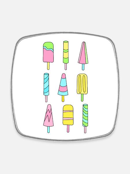 Colorful popsicles - Square fridge magnet - white