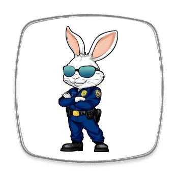 Lapins de la Police - Magnet carré - blanc - Devant