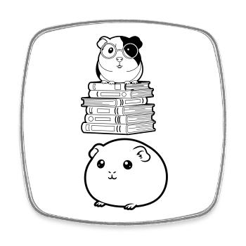 Meerschweinchen Bücher Nerd - Viereckiger Kühlschrankmagnet - Weiß - Vorne
