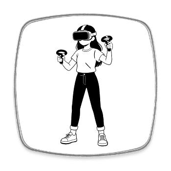 VR Gamer - Magnet carré - blanc - Devant