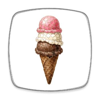 Eis Waffel Mosaik - Bunte Aquarell Kunst - Square fridge magnet - white - Front