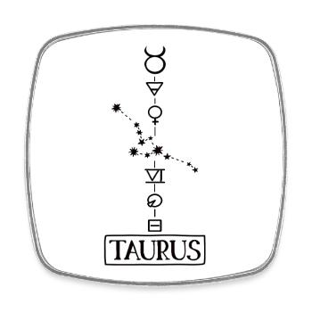 Taureau - Zodiaque du Taureau - noir - Magnet carré - blanc - Devant