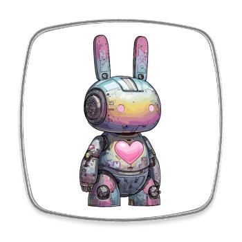 Pastel Robot Herzhart - Square fridge magnet - white - Front