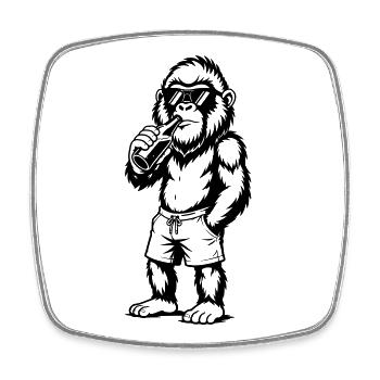 Cool gorilla with sunglasses and drink - Square fridge magnet - white - Front