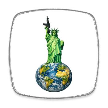 Statue of Liberty with M4 carbine - Square fridge magnet - white - Front