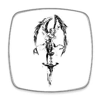 Winged_Guardian_Stamp_-_Gothic_Angel_Ink - Magnet carré - blanc - Devant