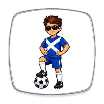 Soccer Boy Scotland Fan Scottish Flag - Square fridge magnet - white - Front