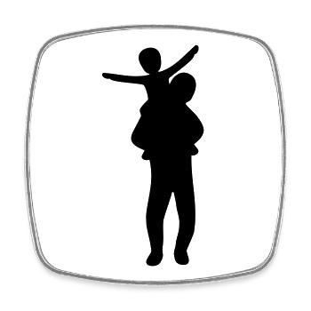 Silhouette familiale Les parents Enfants aiment ensemble - Magnet carré - blanc - Devant