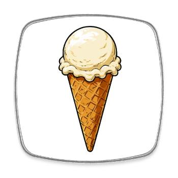Vanille Eis Kugel - Viereckiger Kühlschrankmagnet - Weiß - Vorne