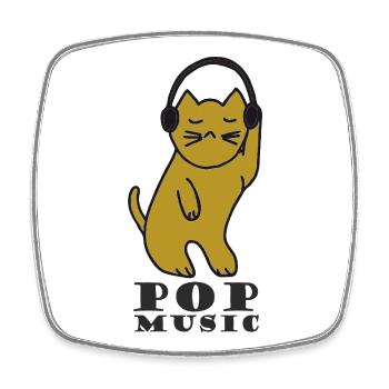 Cat DJ with headphones - Square fridge magnet - white - Front