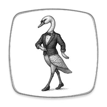 Swan en smoking - Magnet carré - blanc - Devant