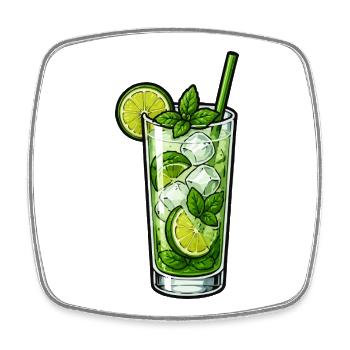 Mint Lime Mojito Illustration - Square fridge magnet - white - Front