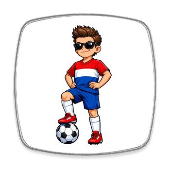 Soccer Boy Holland Fan Dutch Flag - Square fridge magnet - white - Front