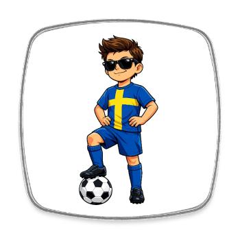 Soccer Boy Sweden Fan Swedish Flag - Square fridge magnet - white - Front