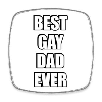 Meilleur T-shirt de Typographie Meilleur Papa Gay Jamais - Magnet carré - blanc - Devant