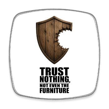 Mittelalterlicher Schild-Fantasy-Geek-Humor - Viereckiger Kühlschrankmagnet - Weiß - Vorne