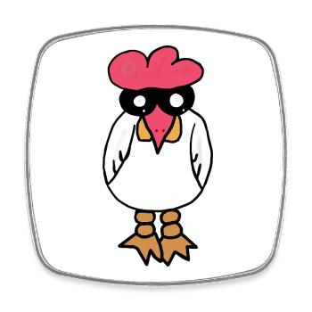 Poulet - Magnet carré - blanc - Devant