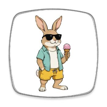 Sonnen Hase mit Eis am Strand - Square fridge magnet - white - Front