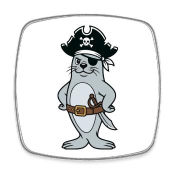 Seal pirate - Square fridge magnet - white - Front