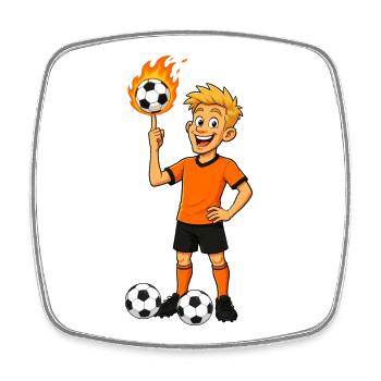 Fußballer balanciert Ball - Viereckiger Kühlschrankmagnet - Weiß - Vorne