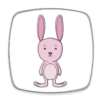 Pastellrosa Hase-Zeichentrickfigur - Viereckiger Kühlschrankmagnet - Weiß - Vorne