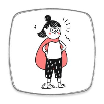 Enfant Héros Confiant Doodle - Magnet carré - blanc - Devant