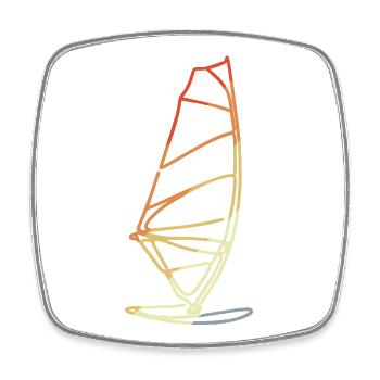 Windsurfing in retro style - Square fridge magnet - white - Front
