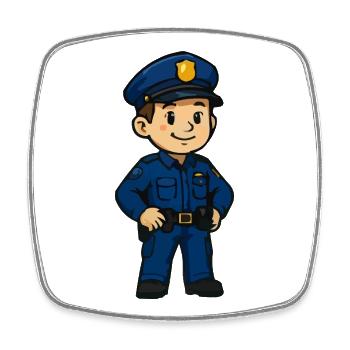 Cartoon Police - Magnet carré - blanc - Devant