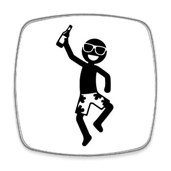 Holiday Party Booze Stick Figure - Square fridge magnet - white - Front