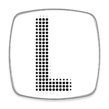 Buchstabe L – Punktmuster Initial Design - Viereckiger Kühlschrankmagnet - Weiß - Vorne
