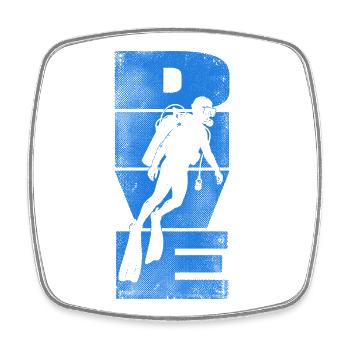 Deep Sea Diver Blue Silhouette - Square fridge magnet - white - Front
