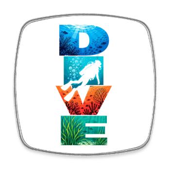 Dive Unterwasserbuchstaben Kunst - Viereckiger Kühlschrankmagnet - Weiß - Vorne