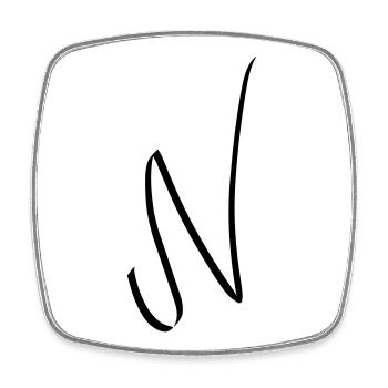Letter N - Square fridge magnet - white - Front