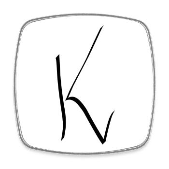 Buchstabe K - Viereckiger Kühlschrankmagnet - Weiß - Vorne