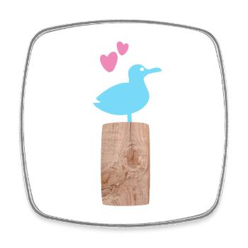 Wooden Seagull Beach Heart North Sea Baltic Sea Summer Beach - Square fridge magnet - white - Front