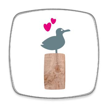 Seagull Beach Pink Hearts North Sea Baltic Sea Sea Holiday - Square fridge magnet - white - Front