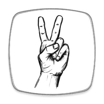 Victory Hand Sign – Illustration - Square fridge magnet - white - Front